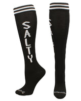 MadSportsStuff socks Salty - Black/Graphite / Medium Personality Word Socks Over the Calf Length