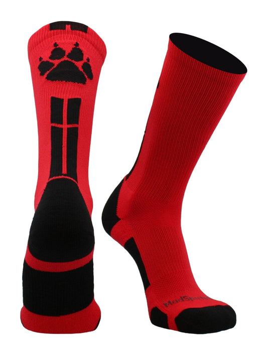 MadSportsStuff socks Scarlet/Black / Small Wild Paws Athletic Crew Socks (multiple colors)