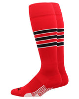 MadSportsStuff socks Scarlet/Black/White / X-Large Striped Baseball Socks Over the Calf Dugout Pattern D