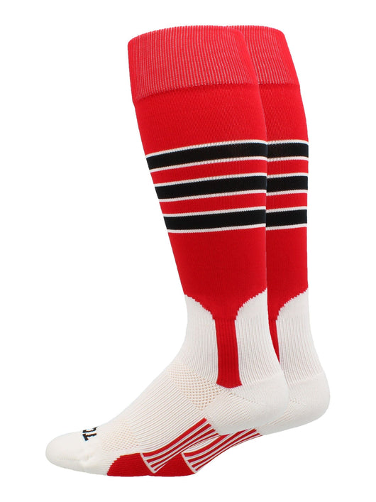 MadSportsStuff socks Scarlet/Black/White / X-Large Striped Baseball Stirrup Socks Dugout Pattern D