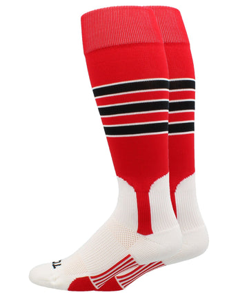 MadSportsStuff socks Scarlet/Black/White / X-Large Striped Baseball Stirrup Socks Dugout Pattern D