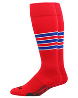 MadSportsStuff socks Scarlet/Royal/White / X-Large Striped Baseball Socks Over the Calf Dugout Pattern D