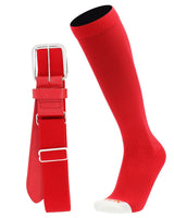 MadSportsStuff socks Scarlet / X-Large Pro Line Baseball Socks and Belt Combo Youth and Adult