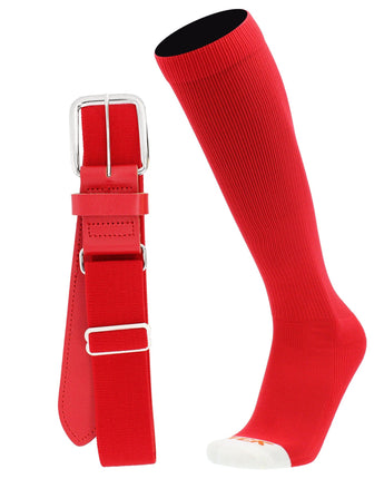 MadSportsStuff socks Scarlet / X-Large Pro Line Softball Socks and Belt Combo Youth and Adult
