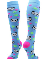 MadSportsStuff socks Sky Blue / Large Happy Panda Bear Socks Over the Calf Length