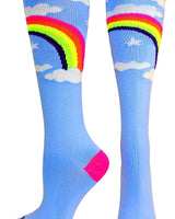 MadSportsStuff socks Sky Blue / X-Small Neon Rainbow Clouds Over the Calf Athletic Socks