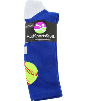 MadSportsStuff socks Softball Logo Athletic Crew Socks (multiple colors)