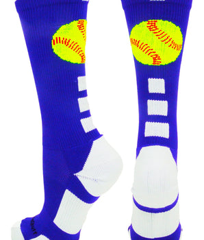 MadSportsStuff socks Softball Logo Athletic Crew Socks (multiple colors)