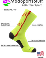 MadSportsStuff socks Softball Socks or Baseball Socks with stitches in crew length (multiple colors)