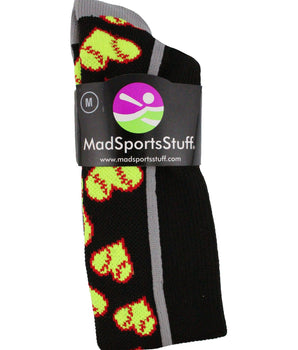 MadSportsStuff socks Softball Socks with Love Softball Hearts