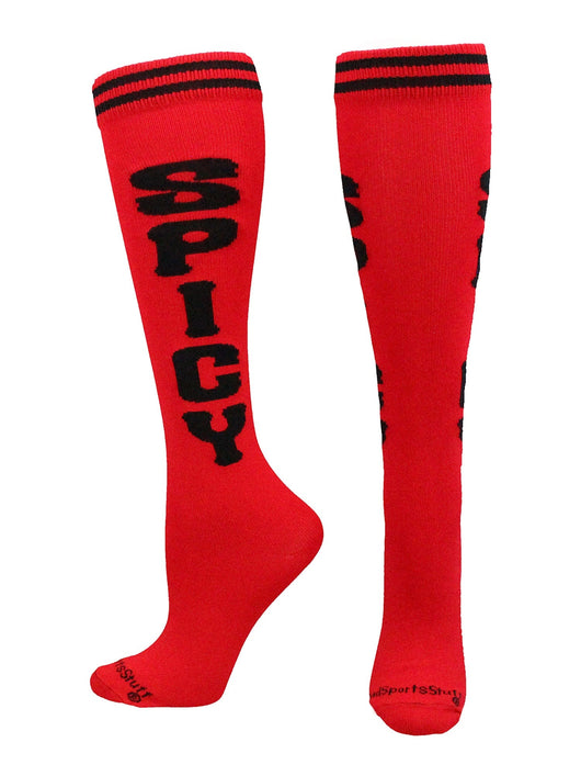 MadSportsStuff socks Spicy - Red/Black / Large Personality Word Socks Over the Calf Length