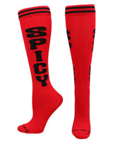 MadSportsStuff socks Spicy - Red/Black / Large Personality Word Socks Over the Calf Length