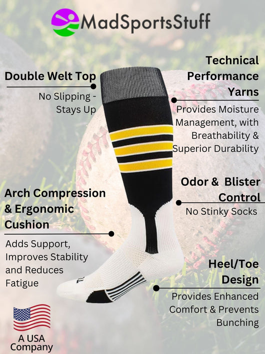 MadSportsStuff socks Striped Baseball Stirrup Socks Dugout Pattern D
