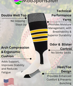 MadSportsStuff socks Striped Baseball Stirrup Socks Dugout Pattern D