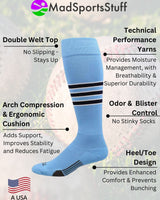 Striped Softball Socks Over the Calf Dugout Pattern D