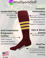 Striped Softball Socks Over the Calf Dugout Pattern D