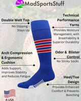 Striped Softball Socks Over the Calf Dugout Pattern D