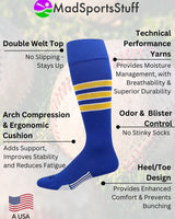 Striped Softball Socks Over the Calf Dugout Pattern D