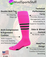 Striped Softball Socks Over the Calf Dugout Pattern D