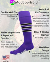 Striped Softball Socks Over the Calf Dugout Pattern D
