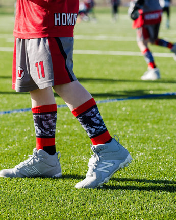 MadSportsStuff socks Sublimated Lacrosse Player Athletic Crew Socks