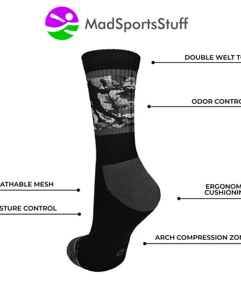 MadSportsStuff socks Sublimated Lacrosse Player Athletic Crew Socks