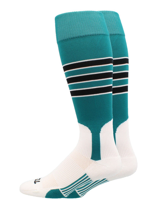 MadSportsStuff socks Teal/Black/White / Large Striped Baseball Stirrup Socks Dugout Pattern D