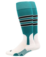 MadSportsStuff socks Teal/Black/White / Large Striped Baseball Stirrup Socks Dugout Pattern D