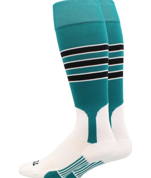 MadSportsStuff socks Teal/Black/White / Large Striped Baseball Stirrup Socks Dugout Pattern D
