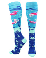 MadSportsStuff socks Turquoise / Large Half Cat Half Mermaid -  Purrmaid Athletic Over the Calf Socks