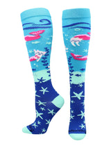 MadSportsStuff socks Turquoise / Large Half Cat Half Mermaid -  Purrmaid Athletic Over the Calf Socks