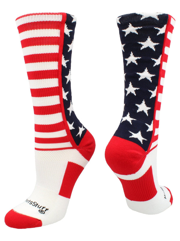 MadSportsStuff socks USA American Flag Stars and Stripes Crew Socks