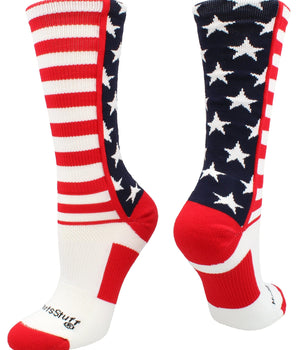 MadSportsStuff socks USA American Flag Stars and Stripes Crew Socks