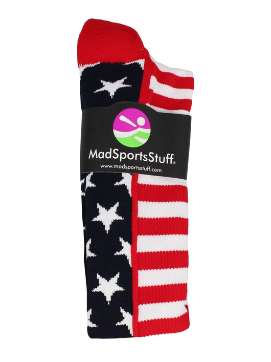 MadSportsStuff socks USA American Flag Stars and Stripes Over the Calf Socks
