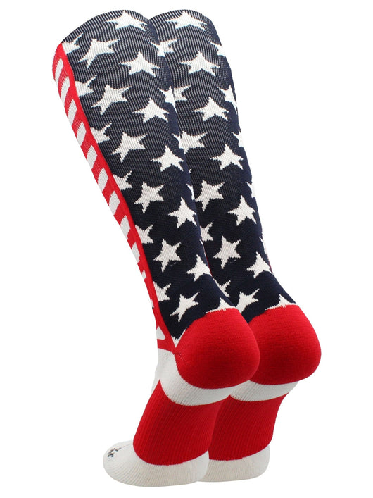 MadSportsStuff socks USA American Flag Stars and Stripes Over the Calf Socks