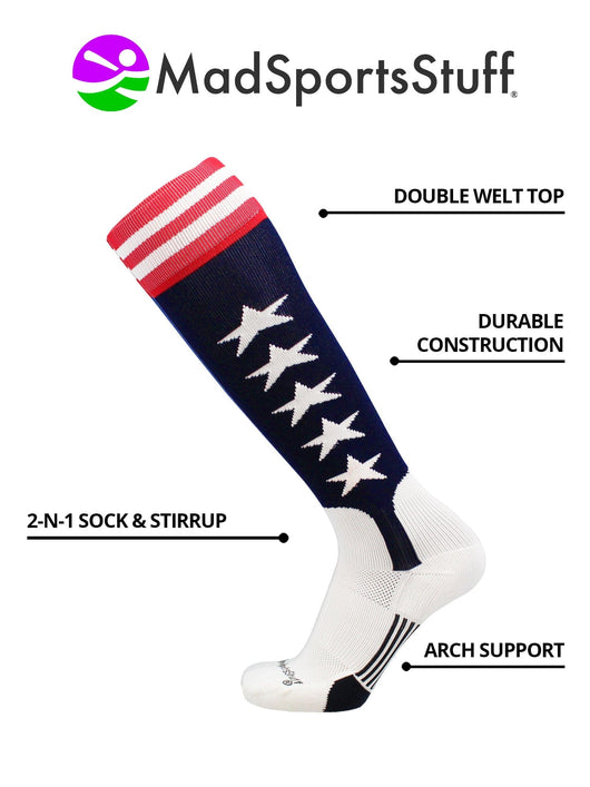 MadSportsStuff socks USA Flag Baseball Patriotic Stirrups Socks with Stars and Stripes