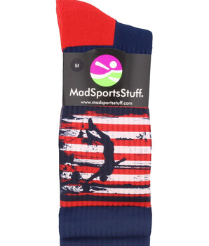 MadSportsStuff socks USA Flag Basketball Player Athletic Crew Socks