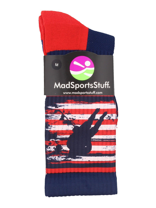 MadSportsStuff socks USA Flag Hockey Player Athletic Crew Socks