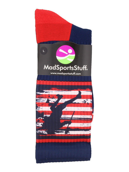 MadSportsStuff socks USA Flag Lacrosse Player Athletic Crew Socks