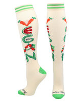 MadSportsStuff socks Vegan - Natural/Lime / Large Personality Word Socks Over the Calf Length