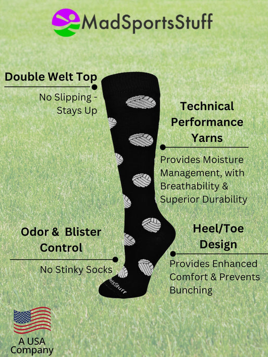 MadSportsStuff socks Volleyball Socks with Volleyball Print Over the Calf