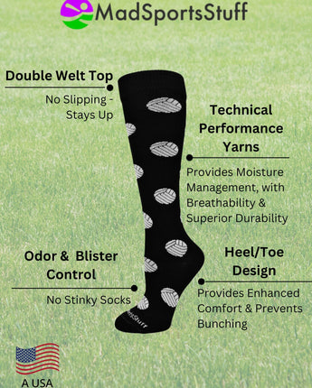 MadSportsStuff socks Volleyball Socks with Volleyball Print Over the Calf