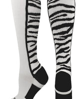 MadSportsStuff socks White/Black / Medium Crazy Socks with Safari Tiger Stripes Over the Calf Socks (multiple colors)