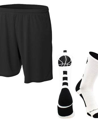 MadSportsStuff socks White/Black / Small Youth Basketball Shorts & Socks Set – Athletic Performance Gear for Boys & Girls