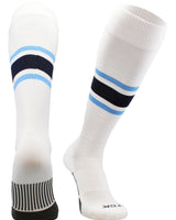 MadSportsStuff socks White/Columbia Blue/Navy / X-Large Striped Baseball Socks Over the Calf Dugout Pattern E