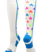 MadSportsStuff socks White/Multi-Neon / Small All Stars Socks Over the Calf Socks Softball Soccer