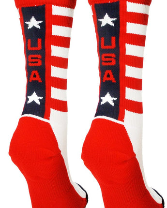 MadSportsStuff socks White/Red/Navy / Large USA Pride Athletic Crew Socks - Limited Edition