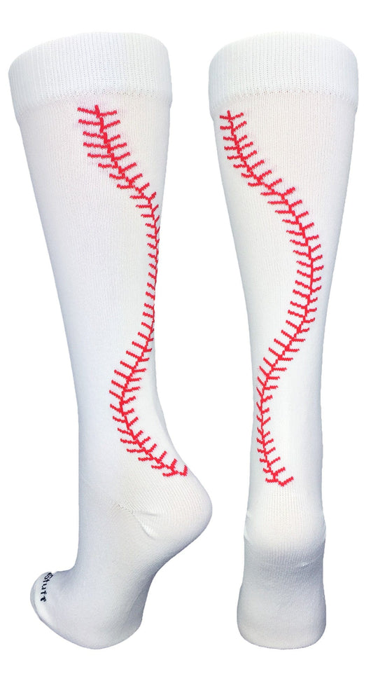 MadSportsStuff socks White/Red / X-Large Softball Socks with Stitches Over the Calf (multiple colors)