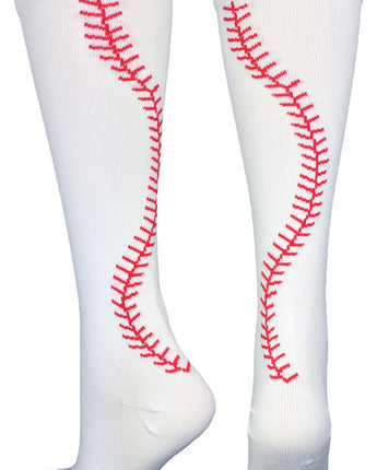 MadSportsStuff socks White/Red / X-Large Softball Socks with Stitches Over the Calf (multiple colors)