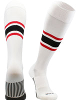 MadSportsStuff socks White/Scarlet/Black / X-Large Striped Baseball Socks Over the Calf Dugout Pattern E
